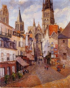  after Art Painting - sunlight afternoon la rue de l epicerie rouen 1898 Camille Pissarro